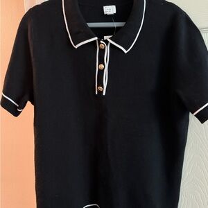 a new day Black Polo Shirt with White Trim